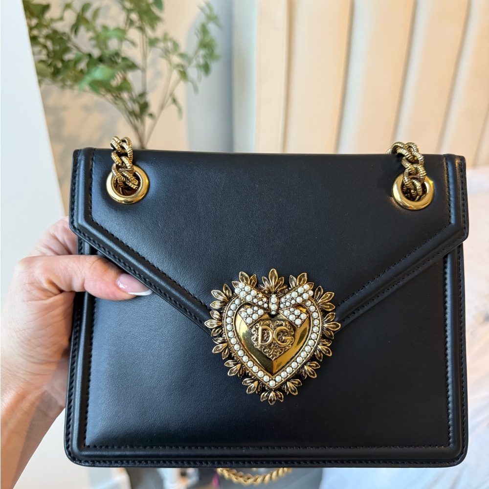 Dolce & Gabbana Black and Gold Shoulder Bag | Mini Bag | Devotion